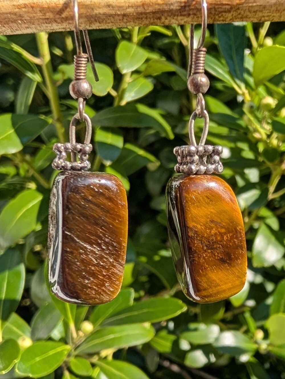 Artisan Tiger's Eye Rectangular Dangle Earrings Fairycore Y2K Whimsigoth 1.5"